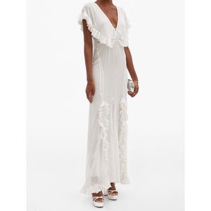 NEW RAT & BOA Ruffled Metallic Fil Coupé Maxi Dress Size S